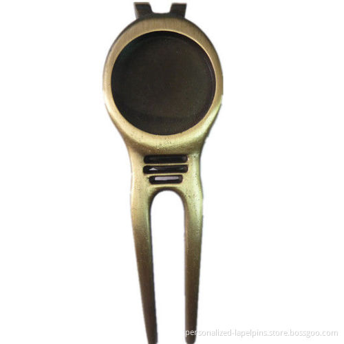 Blank Logo Metal Golf Pitch Divot Tool, Antique Bronze Plated Finish For Golf Accessories